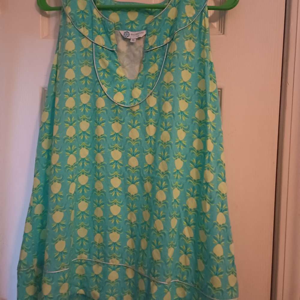 escapada Turquoise Pineapple Print Sleeveless Top